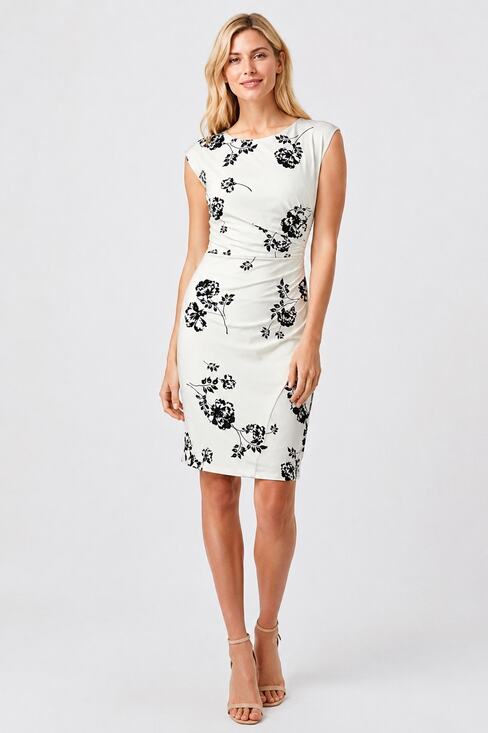 Lauren Ralph Lauren Dresses & Skirts - LAUREN RALPH LAUREN Dress Ruched Sleeveless White Black Floral Print sz 6 8P